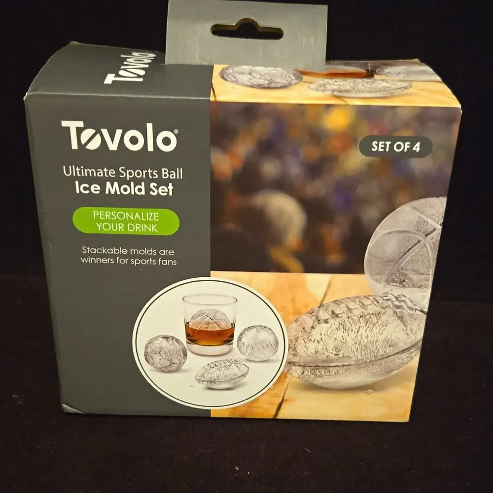 Tovolo Sports Ball Ice Mold Set 4-Pack Stackable BPA-Free Dishwasher Safe